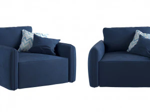 Armchair Portland-blue 3D Model