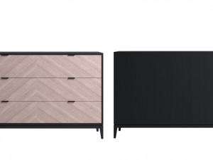 Chest of drawers Fjord 6 dark grey white 3D Модель