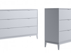 Chest of drawers Fjord 6 dark grey white 3D Модель
