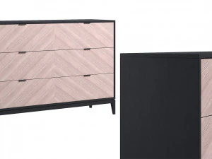 Chest of drawers Fjord 6 dark grey white 3D Model