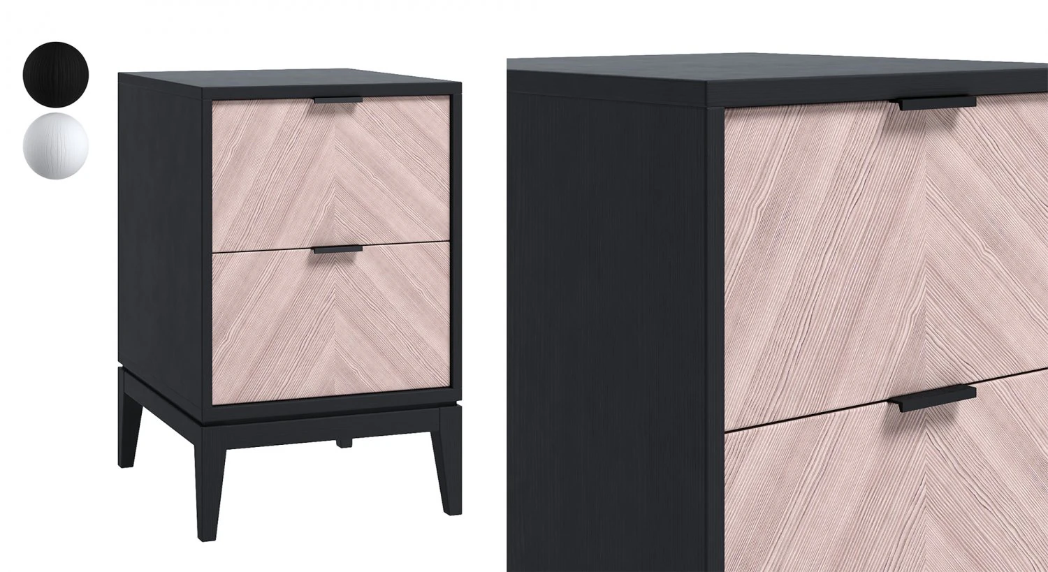 Bedside table dark gray and white 3D Model .c4d .max .obj .3ds .fbx .stl .blend 
