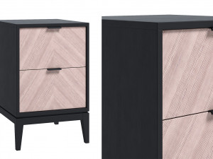 Bedside table dark gray and white 3D Model