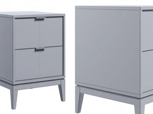 Bedside table dark gray and white 3D Model