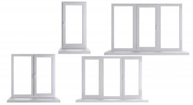 4 types of plastic windows - white 3D Model .c4d .max .obj .3ds .fbx .stl .blend 