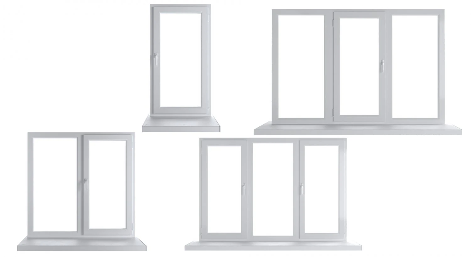 4 types of plastic windows - white 3D Model .c4d .max .obj .3ds .fbx .stl .blend 