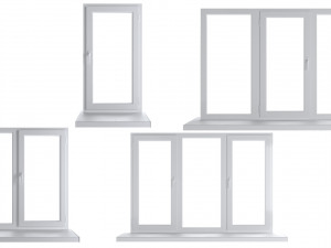 4 types of plastic windows - white Modèle 3D