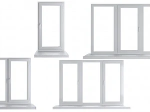 4 types of plastic windows - white 3D Model