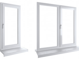 4 types of plastic windows - white 3D Model