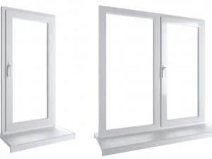 4 types of plastic windows - white 3D Model