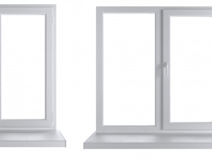 4 types of plastic windows - white 3D Model