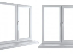4 types of plastic windows - white 3D Model