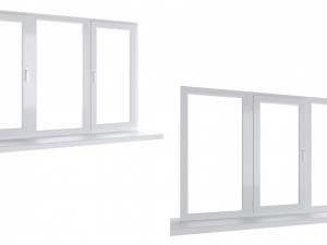 4 types of plastic windows - white 3D Model