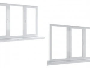 4 types of plastic windows - white 3D Model