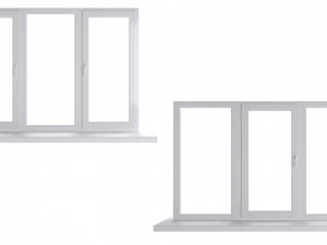4 types of plastic windows - white 3D Model