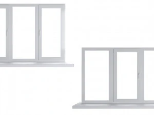 4 types of plastic windows - white 3D Model
