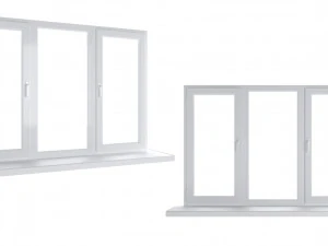 4 types of plastic windows - white 3D Model