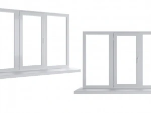 4 types of plastic windows - white 3D Model