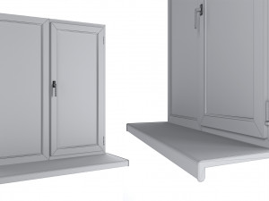 4 types of plastic windows - white 3D Model