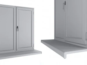 4 types of plastic windows - white 3D Model
