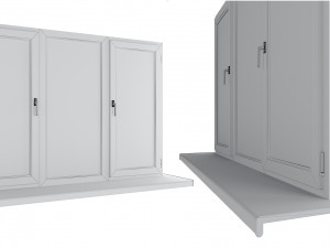 4 types of plastic windows - white 3D Model