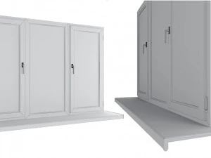 4 types of plastic windows - white 3D Model