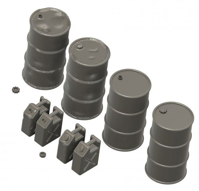 Diorama accessories kit scale 135 new and damaged barrels and tank Modèles 3D en vedette .c4d .max .obj .3ds .fbx .stl .blend 
