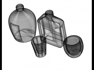 Set of Bottles and Glasses 112 Scale for Action Figures Modelo de Impressão 3D