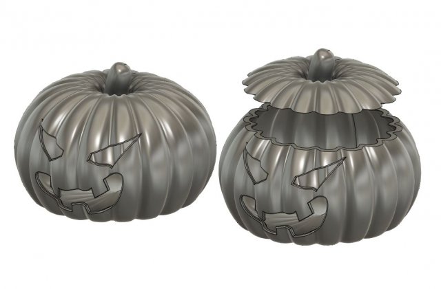 Set of Whole and Open Halloween Pumpkins 3D 打印模型 .c4d .max .obj .3ds .fbx .stl .blend 