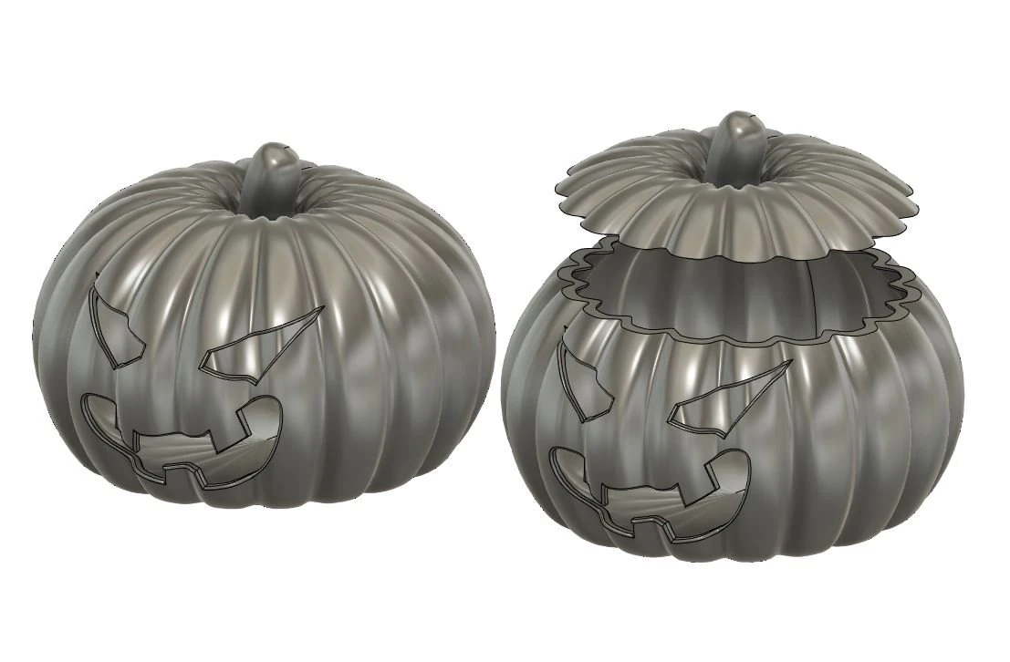 Set of Whole and Open Halloween Pumpkins 3D Print Model .c4d .max .obj .3ds .fbx .stl .blend