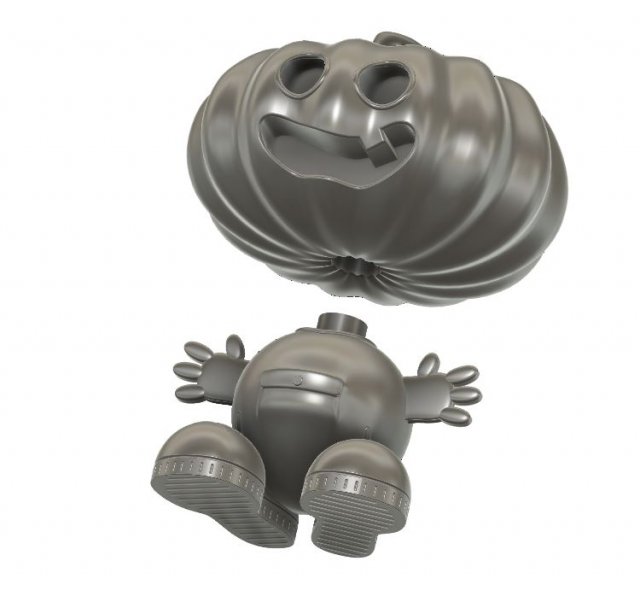 Smiling Halloween Pumpkin Character 3D Baskı Modeli .c4d .max .obj .3ds .fbx .stl .blend 