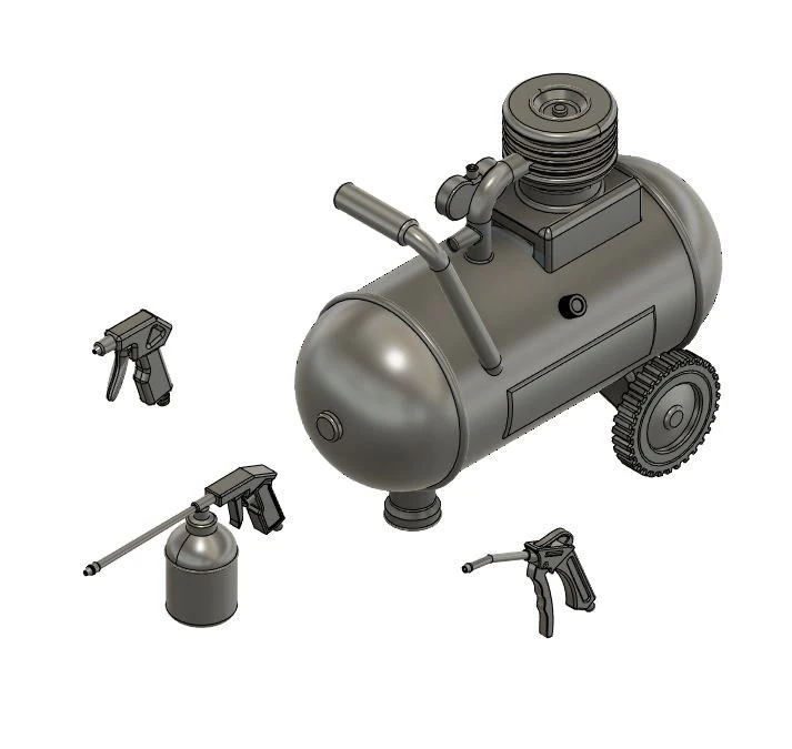 135 Scale Diorama Compressor Set 3D Print Model .c4d .max .obj .3ds .fbx .stl .blend