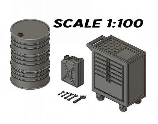 1-100 Scale Gundam Diorama Tool Canister Barrel Modelo de impresión 3D .c4d .max .obj .3ds .fbx .stl .blend 