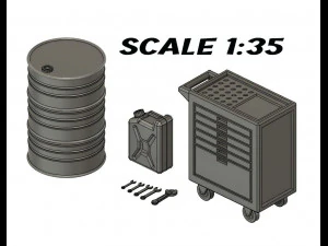 Alat Diorama Skala 1-35 Canister Barrel Model Cetak 3D