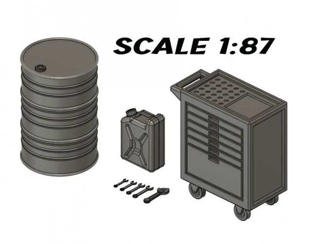 1-87 Scale Model Railroad Diorama Tool Canister Barrel Model do druku 3D .c4d .max .obj .3ds .fbx .stl .blend 