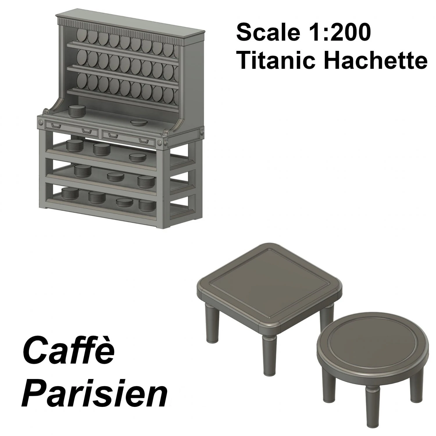 Caf Parisien Acessories for Titanic Hachette 1200 scale 3D Print Model .c4d .max .obj .3ds .fbx .stl .blend 