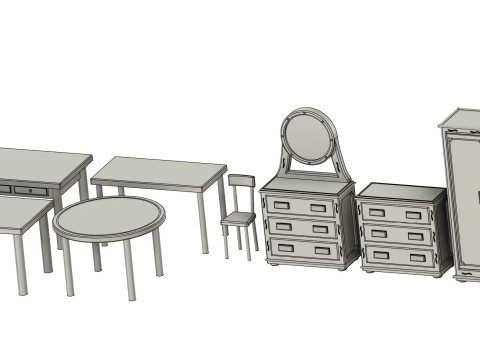Vintage Furniture Set 172 Scale for Models and Dioramas 3D Print Model