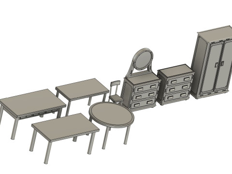 Vintage Furniture Set 172 Scale for Models and Dioramas 3D Baskı Modeli