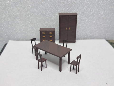 Vintage Furniture Set 172 Scale for Models and Dioramas 3D Baskı Modeli