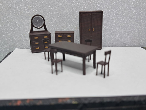Vintage Furniture Set 172 Scale for Models and Dioramas 3D Baskı Modeli