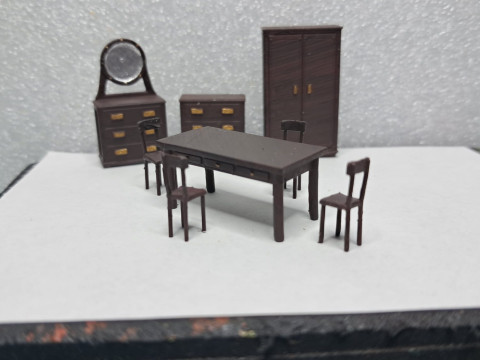 Vintage Furniture Set 172 Scale for Models and Dioramas 3D Baskı Modeli