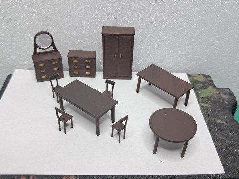 Vintage Furniture Set 172 Scale for Models and Dioramas 3D Baskı Modeli
