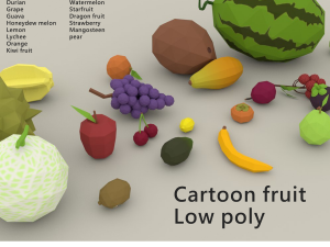 Cartoon fruit Low poly 3Dモデル