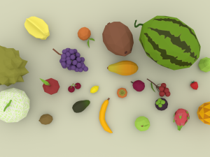Cartoon fruit Low poly Model 3D