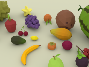 Cartoon fruit Low poly Model 3D