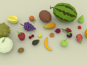 Cartoon fruit Low poly Model 3D