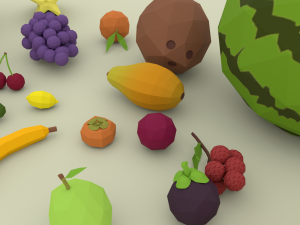 Cartoon fruit Low poly Model 3D