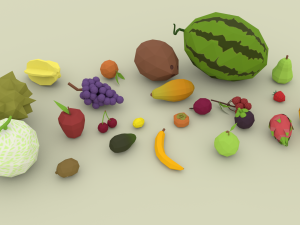 Cartoon fruit Low poly Model 3D