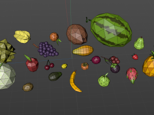 Cartoon fruit Low poly Model 3D