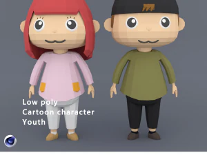 Низкополигональная мультипликационный персонаж Молодёжь 3D Модель