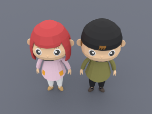 Low poly Cartoon character Youth 3D Модель